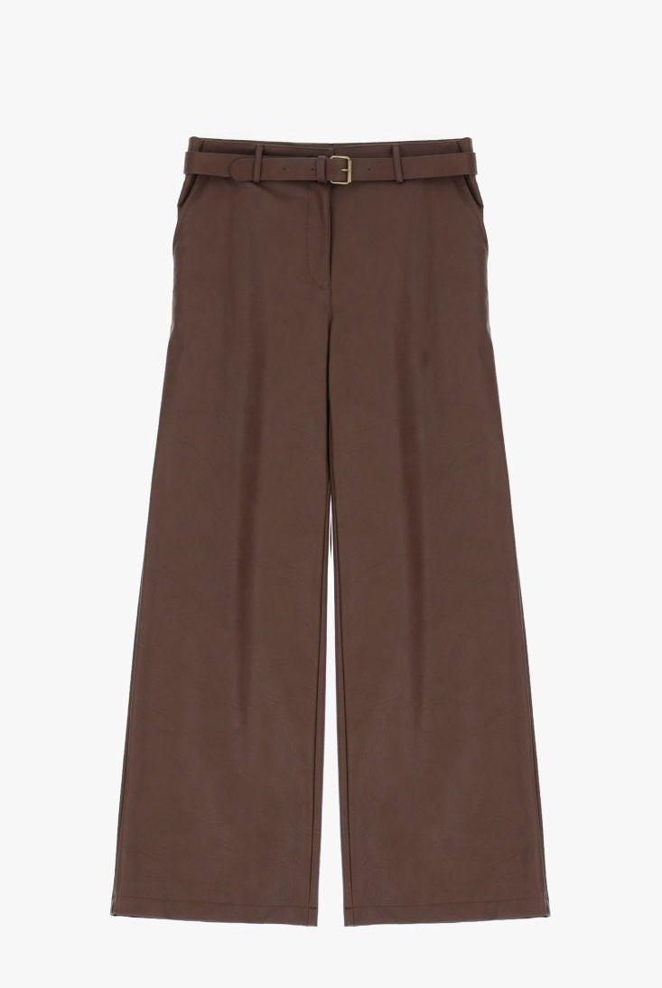 CALÇA PLEASE ECO PELE COM CINTO - Carla Valente
