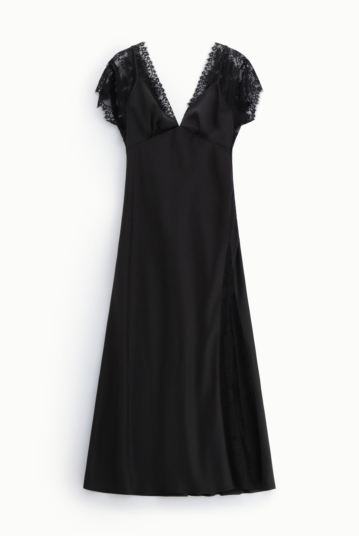 VESTIDO IMPERIAL MANGA RENDA E FENDA LATERAL - Carla Valente