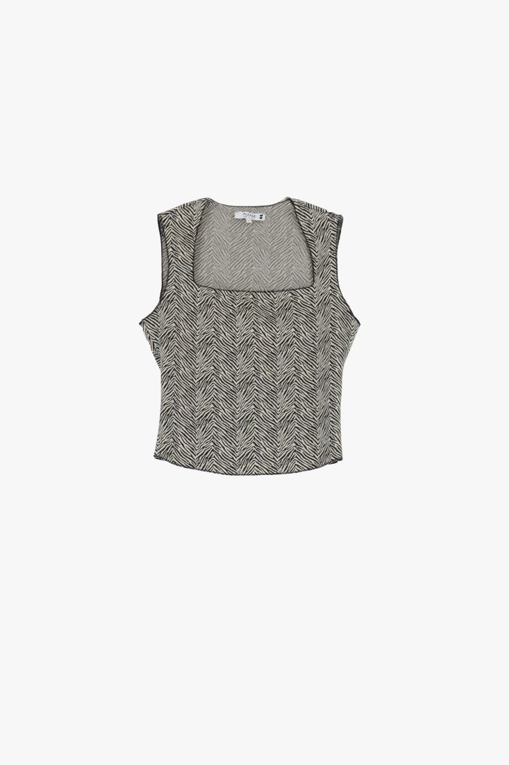 TOP PLEASE COM DECOTE QUADRADO ZEBRA - Carla Valente