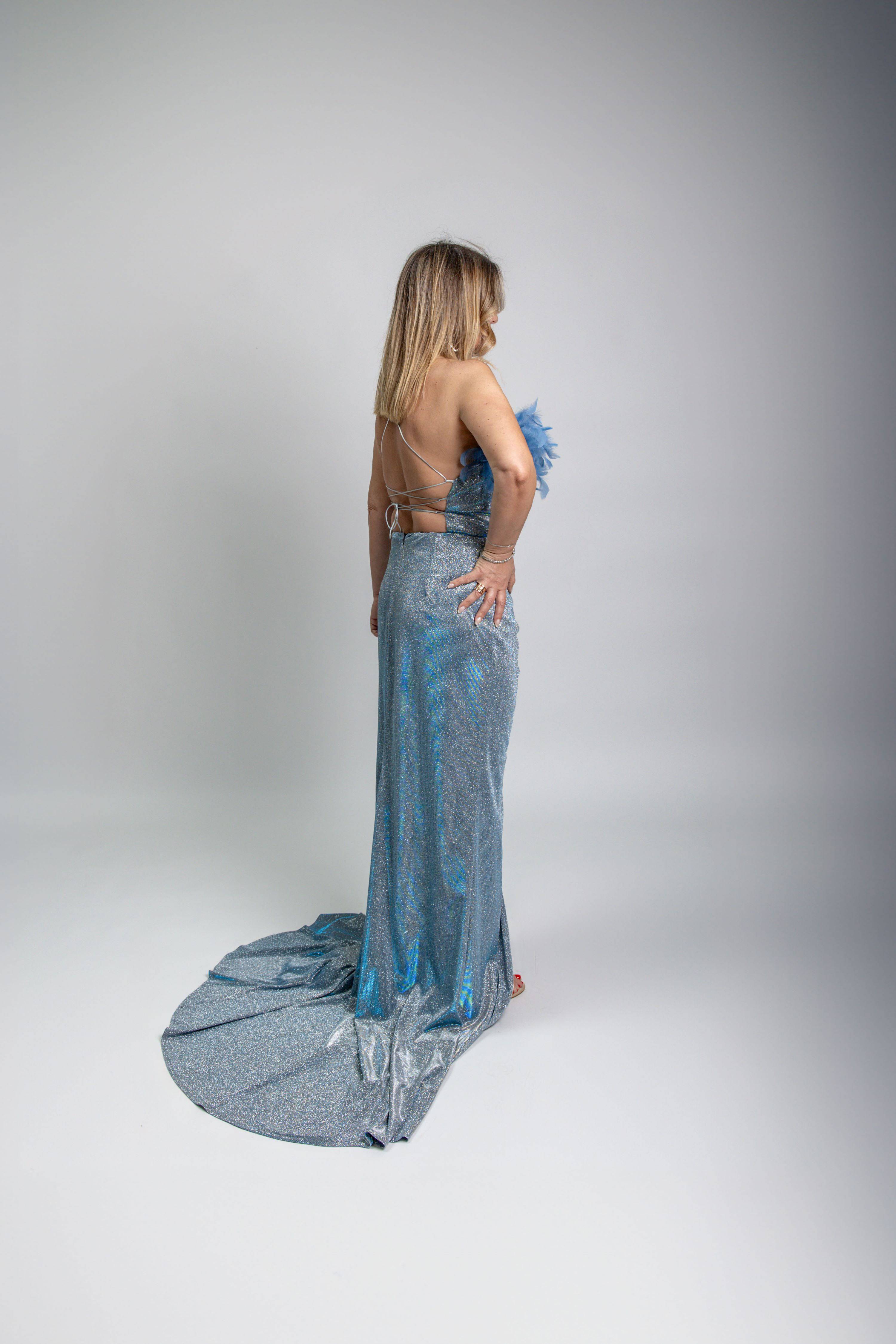 VESTIDO PARTENZA LONGO LUREX DEC PLUMAS - Carla Valente