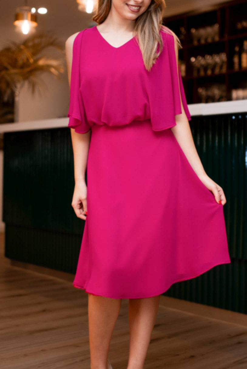 VESTIDO PARTENZA MIDI C/MANGA AVENTAL - Carla Valente
