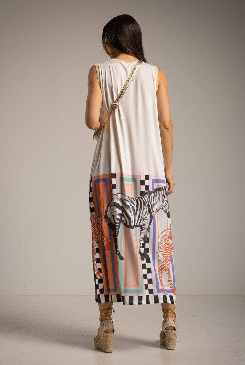 VESTIDO ALBNS ZEBRA LUREX LYCRA MALHA FRIA - Carla Valente