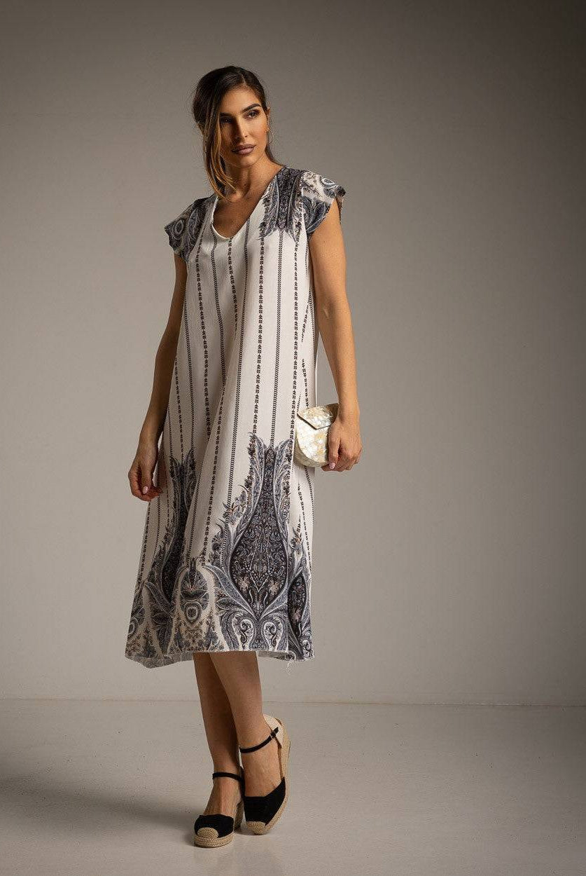 VESTIDO ALBNS PANOTS LISTRADO PAISLEY - Carla Valente