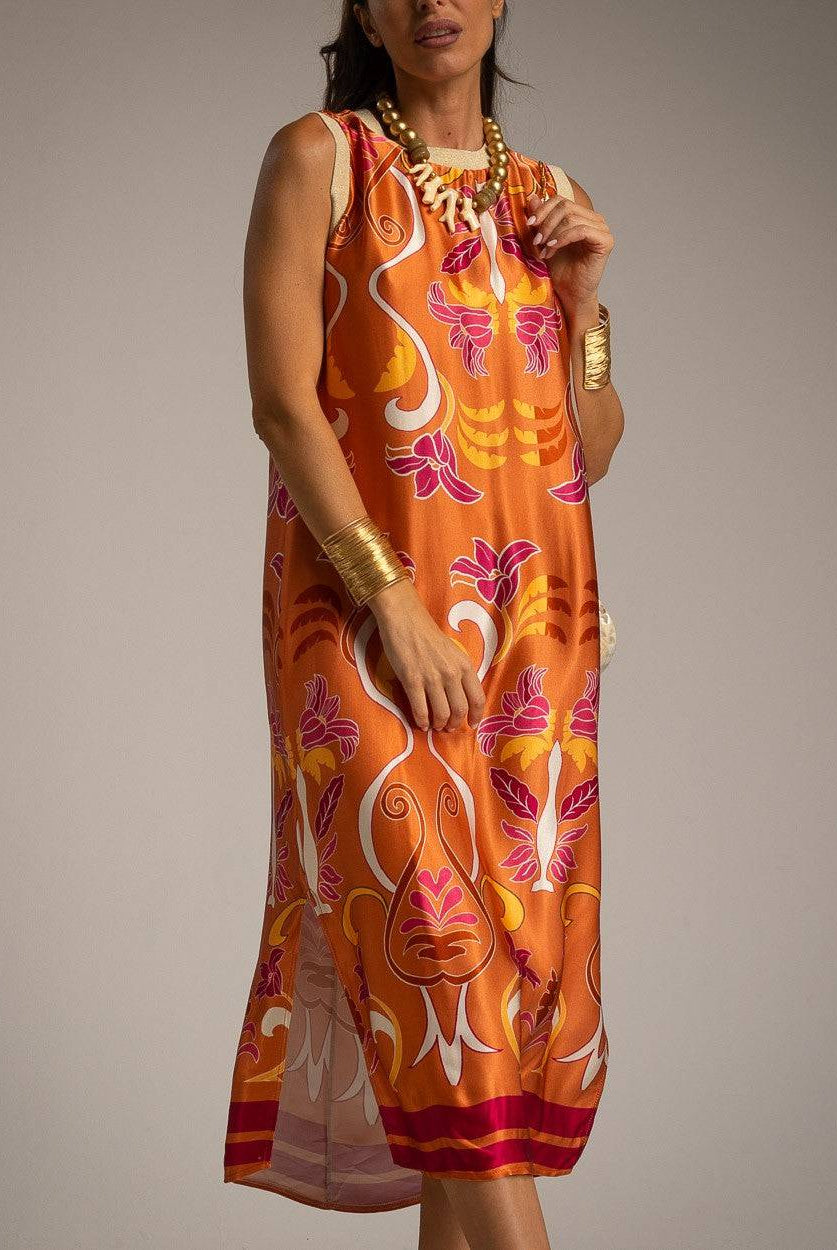 VESTIDO ALBNS DE CETIM ESTAMPADO LIS - Carla Valente