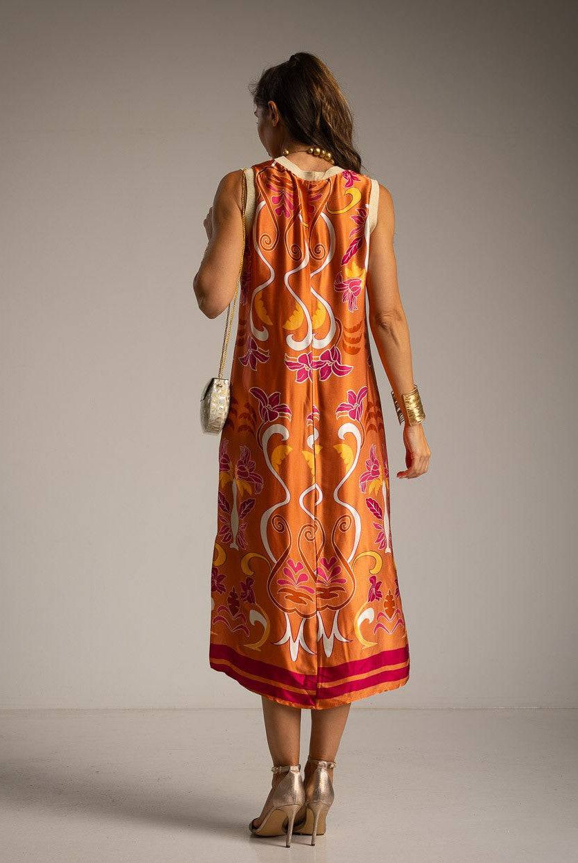 VESTIDO ALBNS DE CETIM ESTAMPADO LIS - Carla Valente