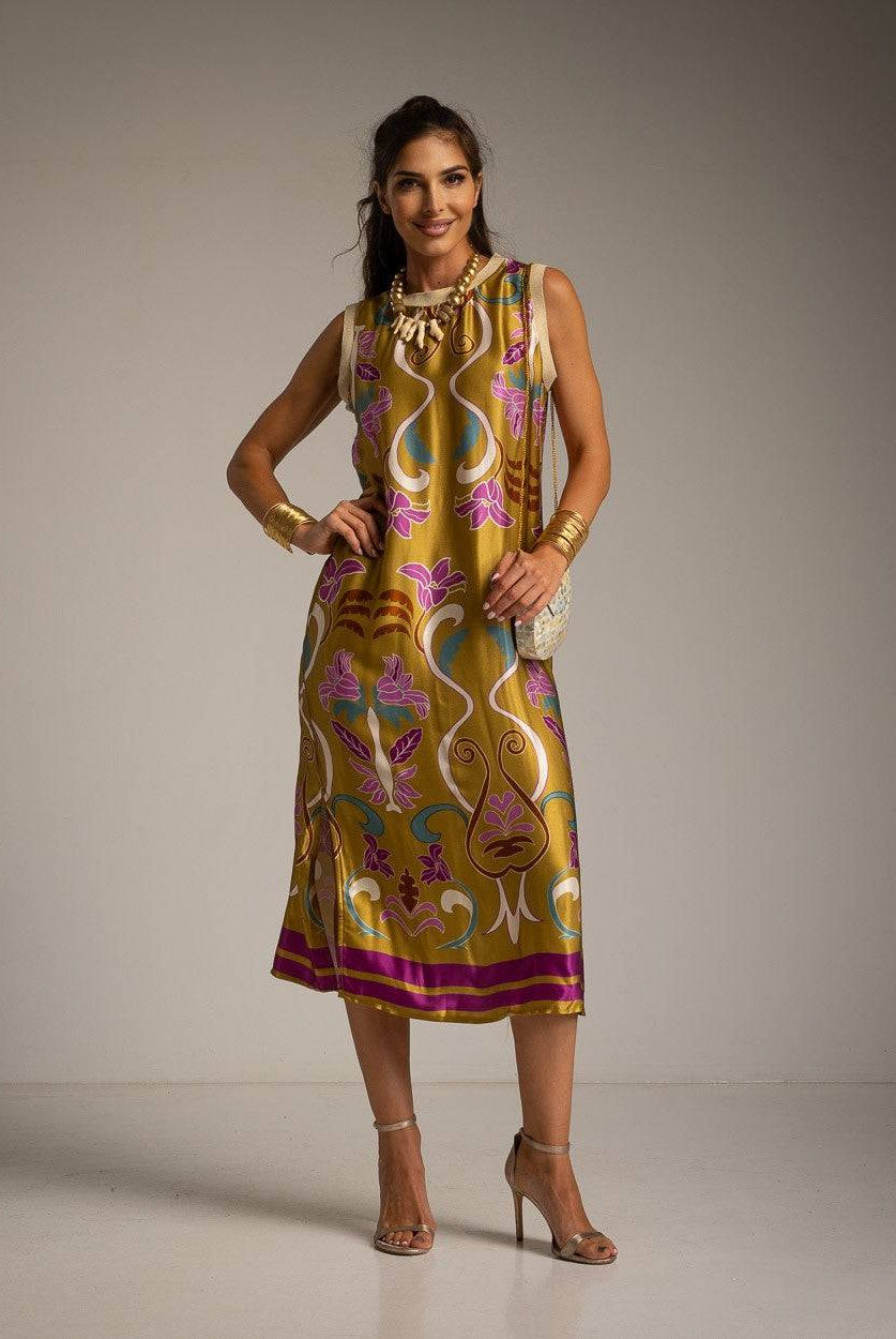 VESTIDO ALBNS DE CETIM ESTAMPADO LIS - Carla Valente