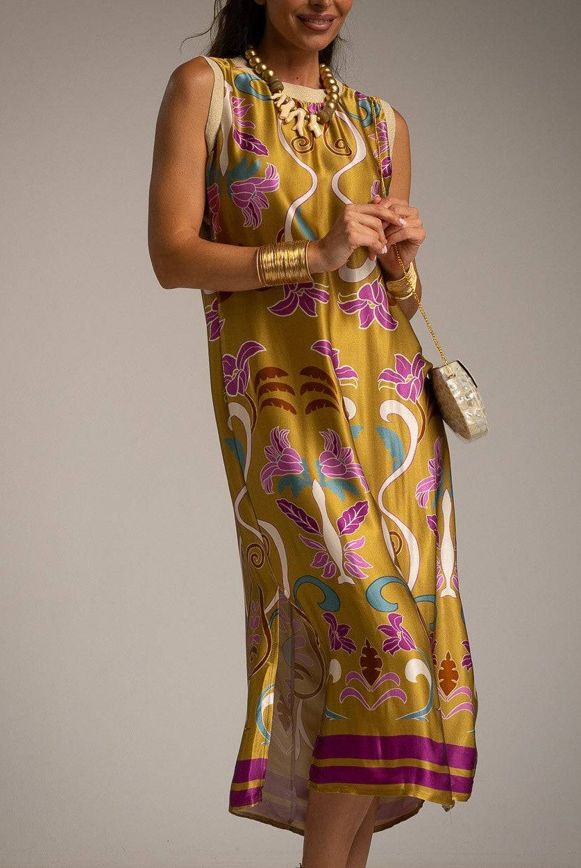 VESTIDO ALBNS DE CETIM ESTAMPADO LIS - Carla Valente