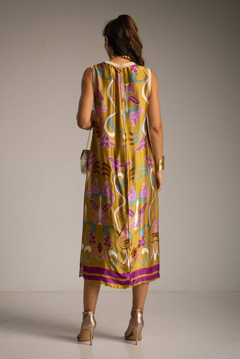VESTIDO ALBNS DE CETIM ESTAMPADO LIS - Carla Valente