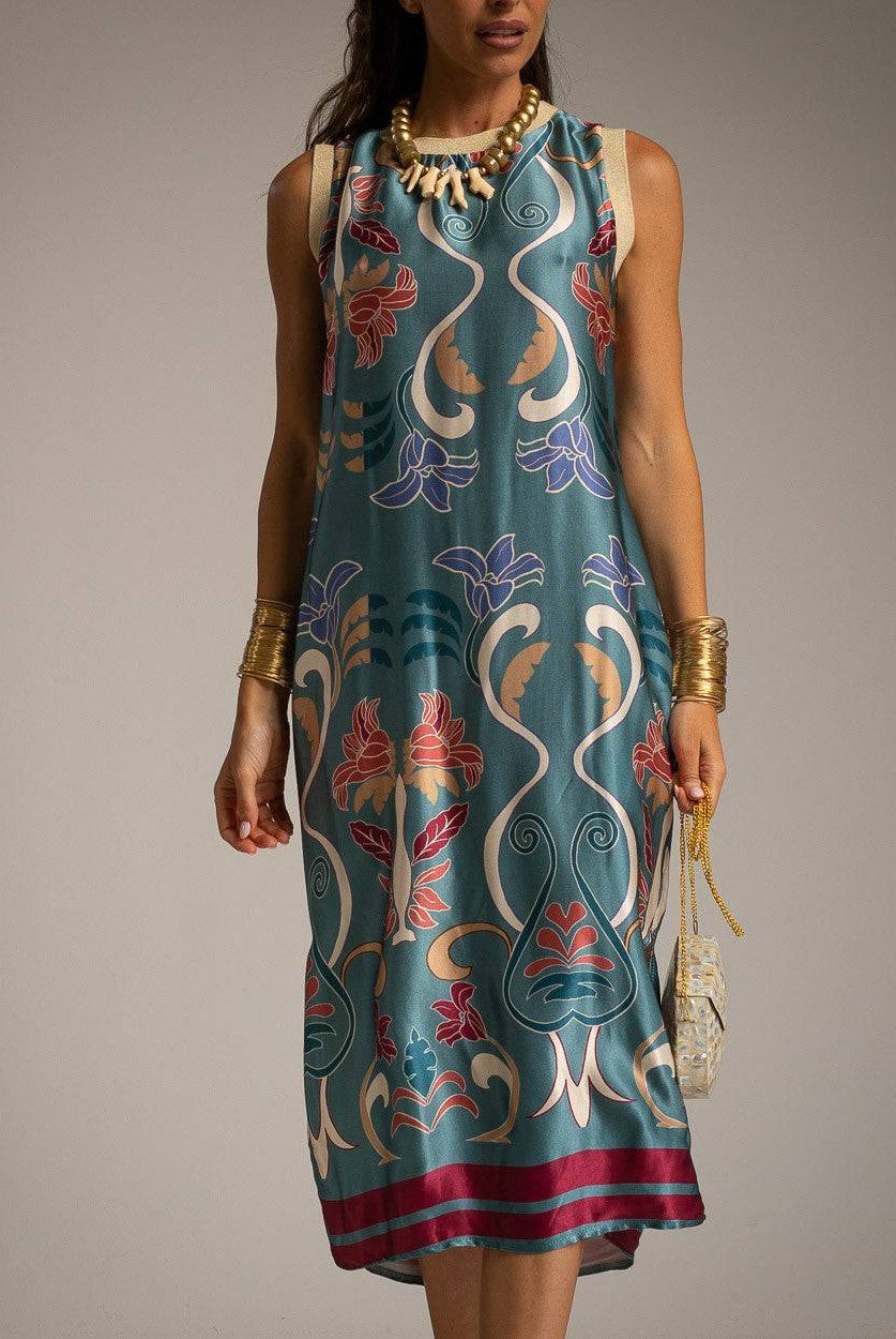 VESTIDO ALBNS DE CETIM ESTAMPADO LIS - Carla Valente