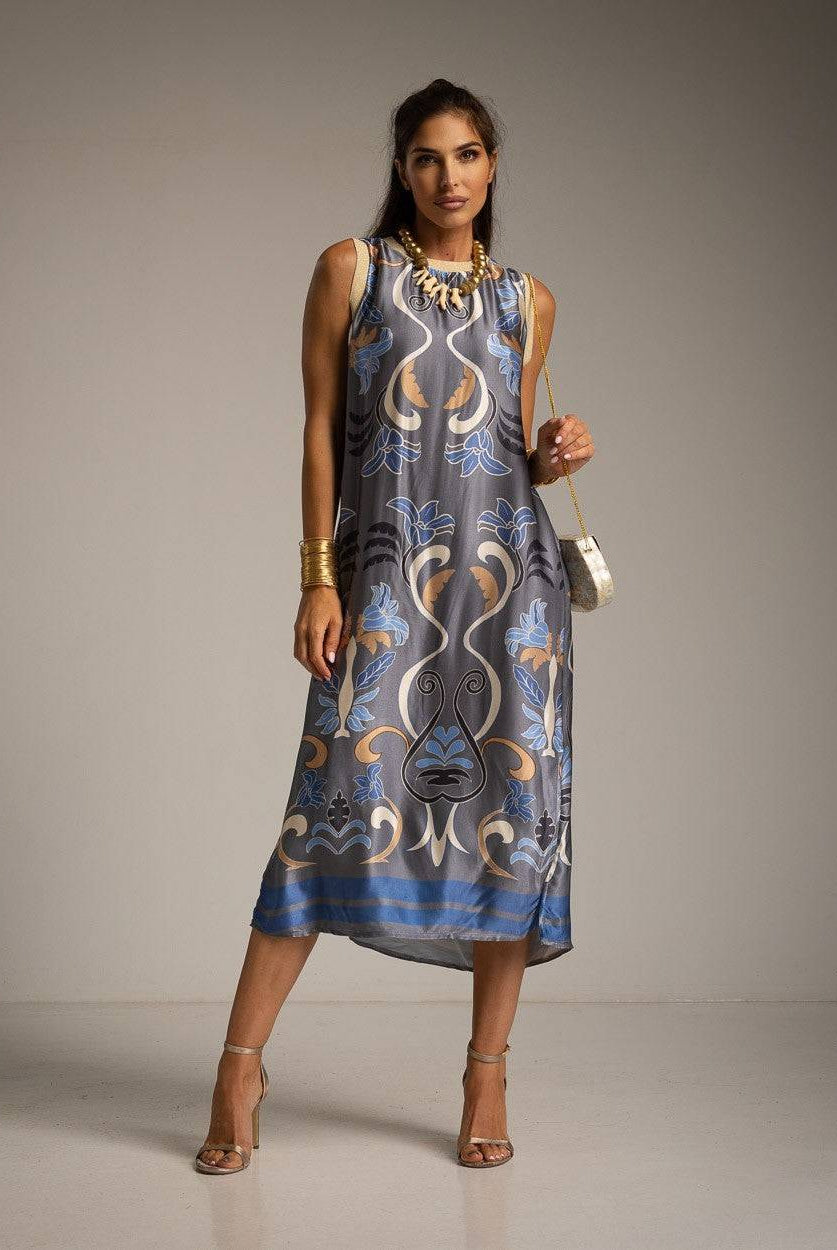 VESTIDO ALBNS DE CETIM ESTAMPADO LIS - Carla Valente