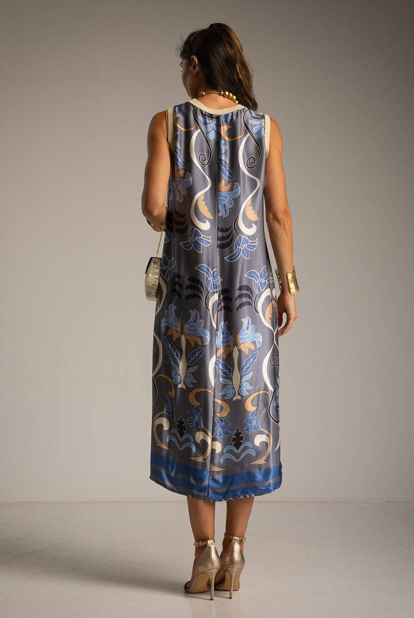 VESTIDO ALBNS DE CETIM ESTAMPADO LIS - Carla Valente