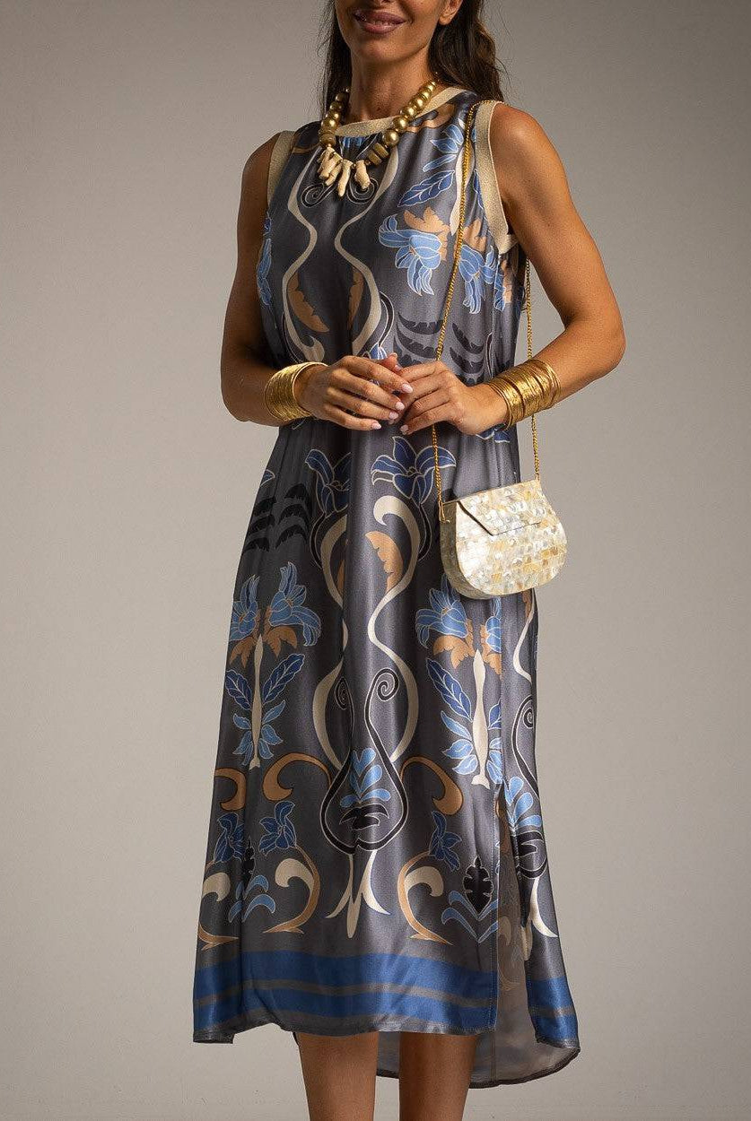 VESTIDO ALBNS DE CETIM ESTAMPADO LIS - Carla Valente