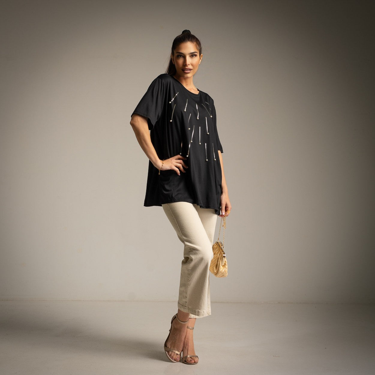 T-SHIRT ALBNS OVERSIZE RAIN PEARLS - Carla Valente