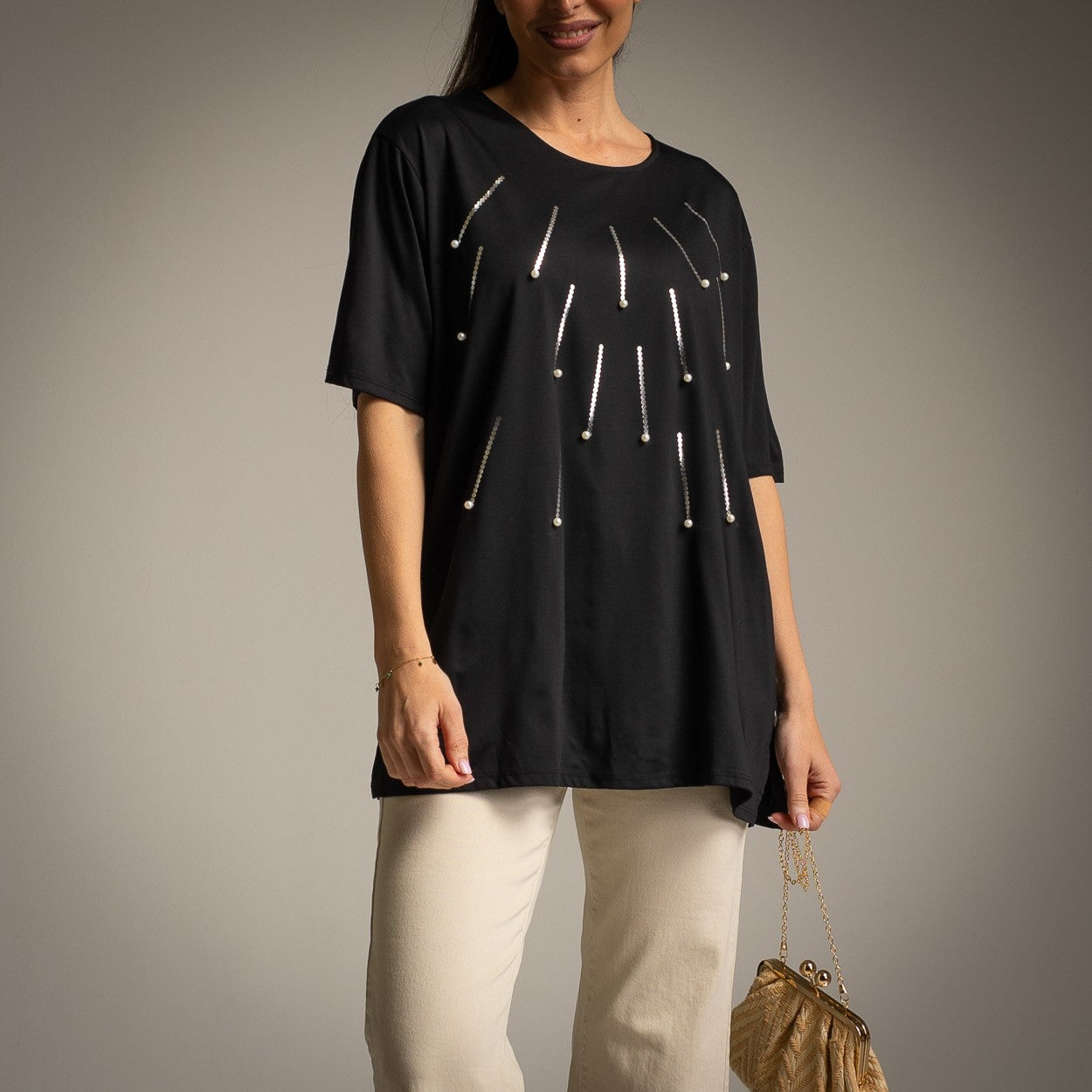 T-SHIRT ALBNS OVERSIZE RAIN PEARLS - Carla Valente