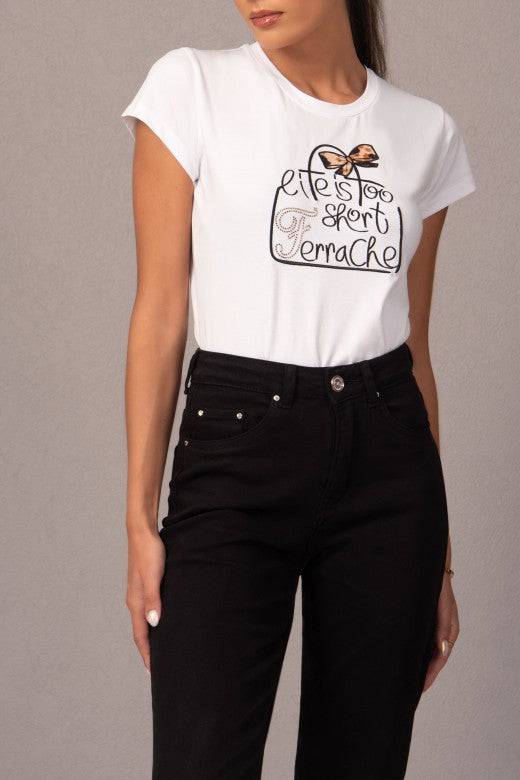 T-SHIRT FERRACHE BÁSICA C/BORDADO NA FR - Carla Valente