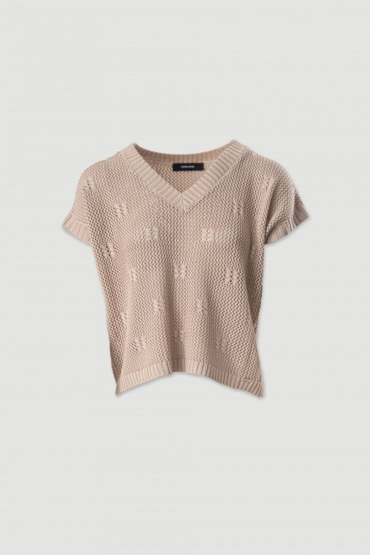 CAMISOLA FERRACHE DE MALHA PERFURA COM DETALHE TRABALHADO - Carla Valente