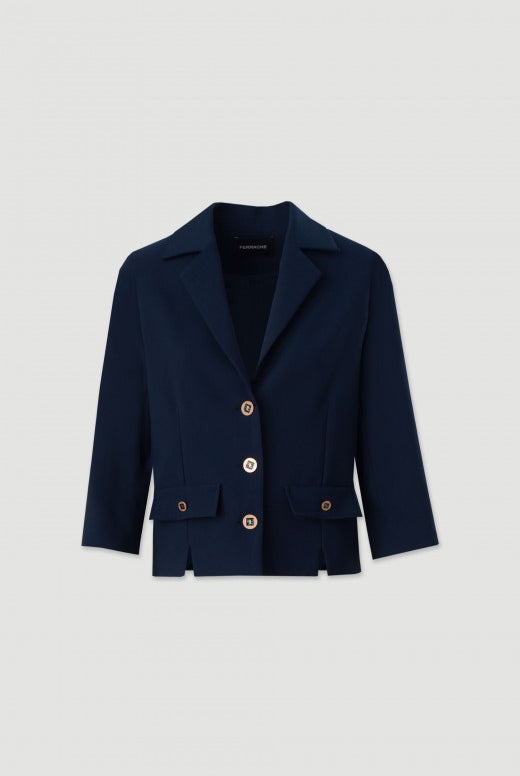 BLAZER FERRACHE CLÁSSICO CURTO COM COLARINHO - Carla Valente