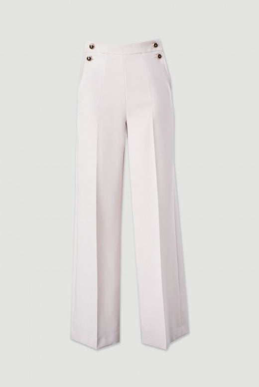 CALÇA FERRACHE WIDE LEG COM DETALHE BOTÃO PERSONALIZADO - Carla Valente