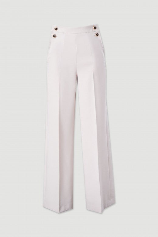 CALÇA FERRACHE WIDE LEG COM DETALHE BOTÃO PERSONALIZADO - Carla Valente