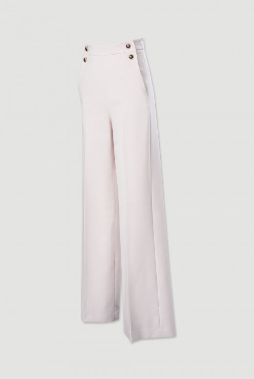 CALÇA FERRACHE WIDE LEG COM DETALHE BOTÃO PERSONALIZADO - Carla Valente