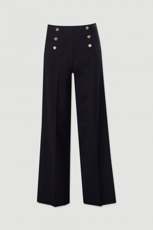 CALÇA FERRACHE DE MALHA WIDE LEG COM CINTO ELÁSTICO NO INTERIOR - Carla Valente