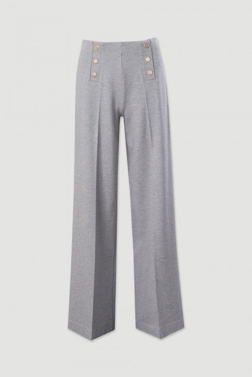 CALÇA FERRACHE DE MALHA WIDE LEG COM CINTO ELÁSTICO NO INTERIOR - Carla Valente