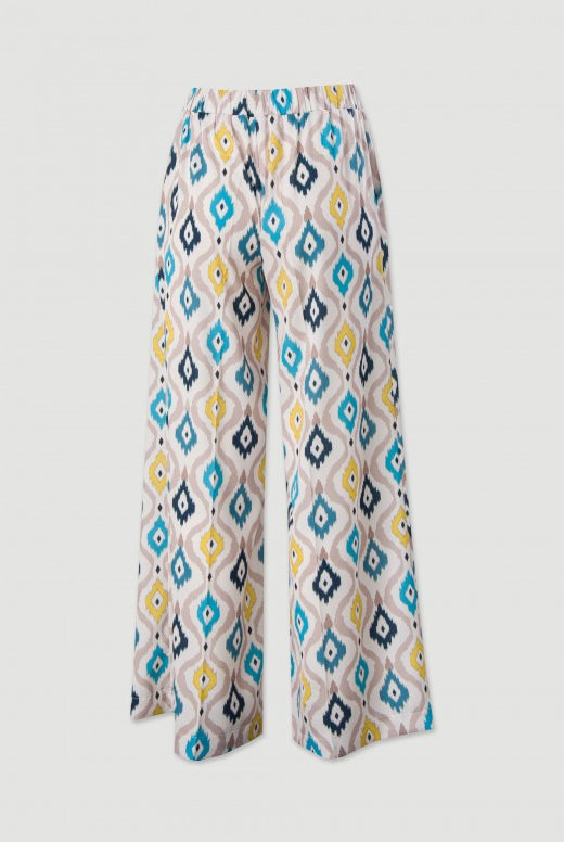 CALÇAS FERRACHE WIDE LEG COM PADRÃO - Carla Valente