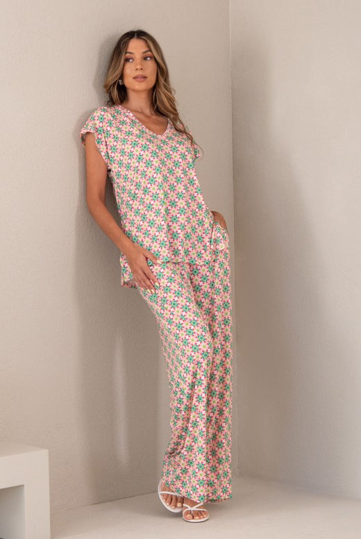 TÚNICA FERRACHE EM MALHA COM ESTAMPADO GEOMÁTRICO DEC V - Carla Valente