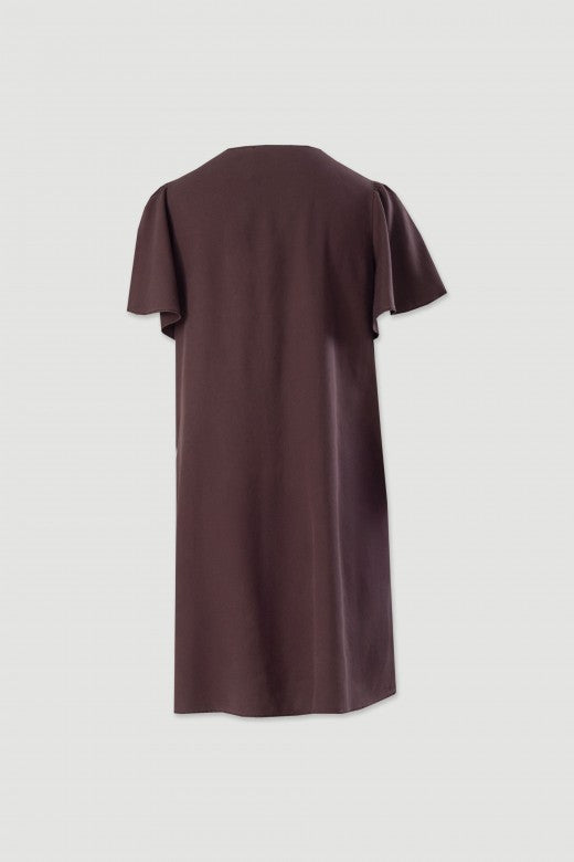 VESTIDO FERRACHE CURTO FLUÍDO COM MANGA EM FOLHO - Carla Valente