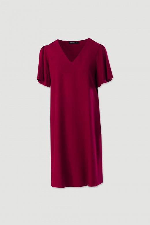 VESTIDO FERRACHE CURTO FLUÍDO COM MANGA EM FOLHO - Carla Valente