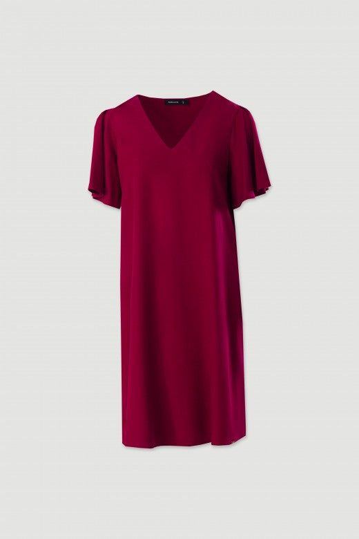 VESTIDO FERRACHE CURTO FLUÍDO COM MANGA EM FOLHO - Carla Valente
