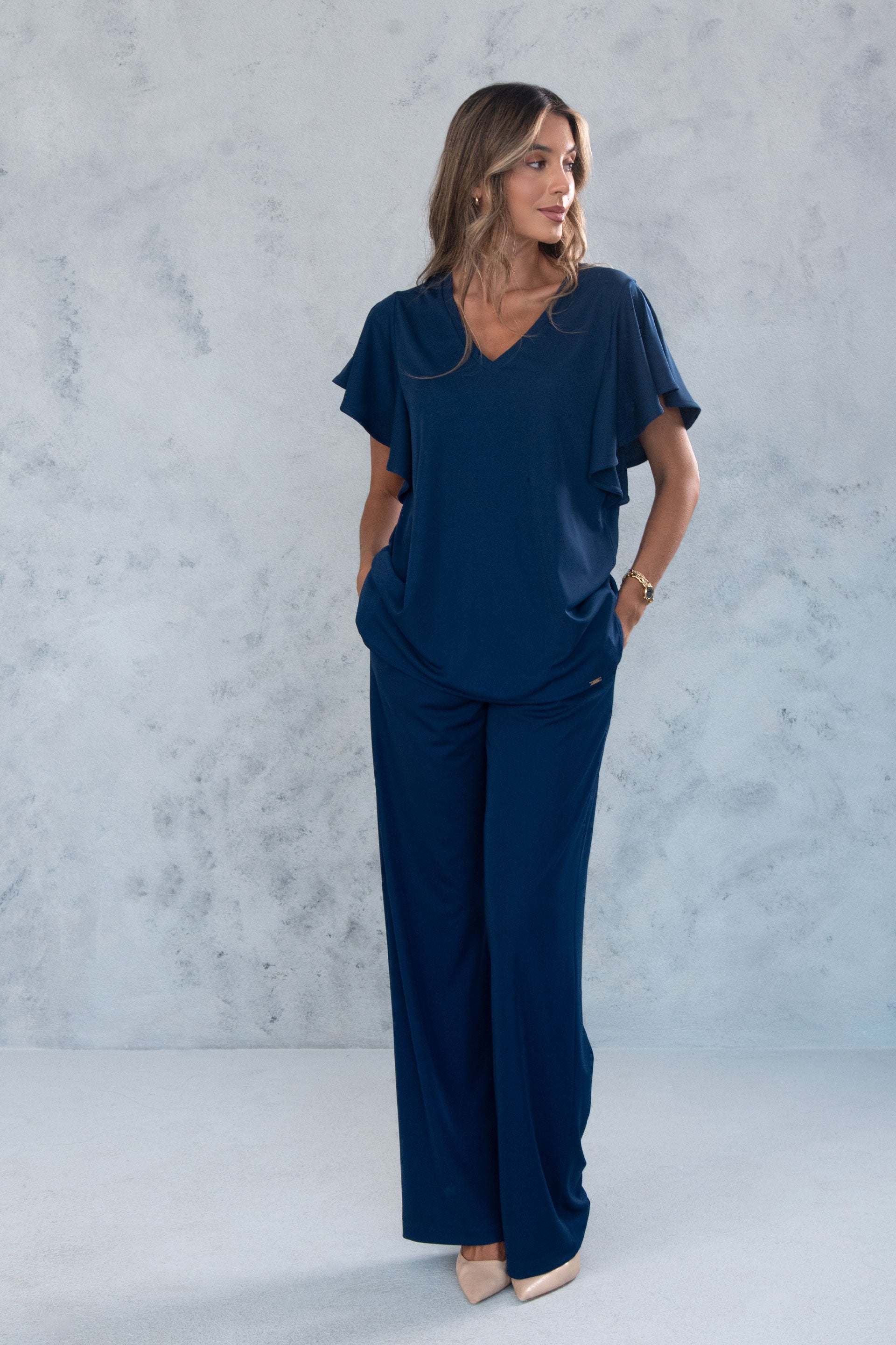 CALÇA FERRACHE WIDE LEG EM MALHA - Carla Valente