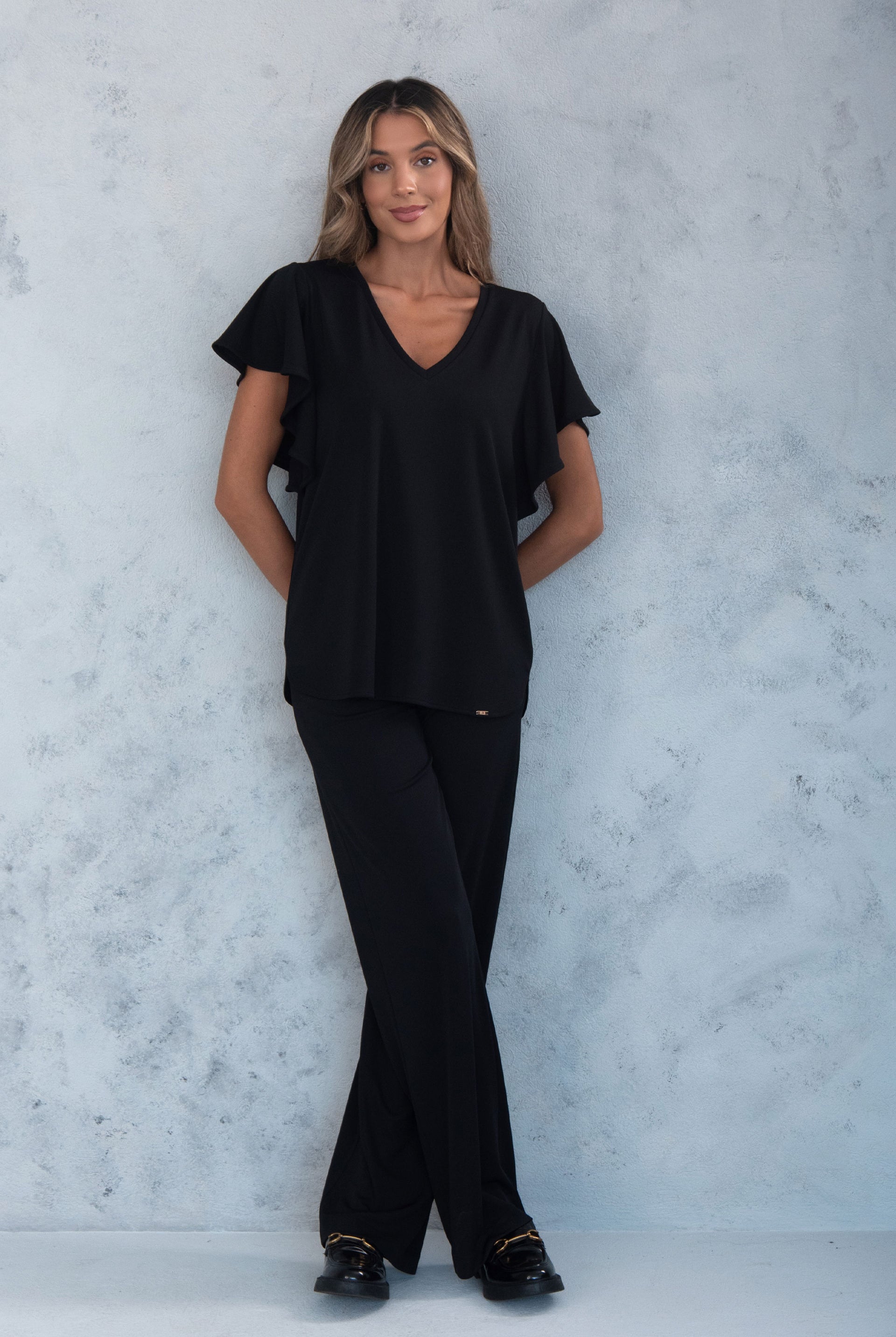 CALÇA FERRACHE WIDE LEG EM MALHA - Carla Valente