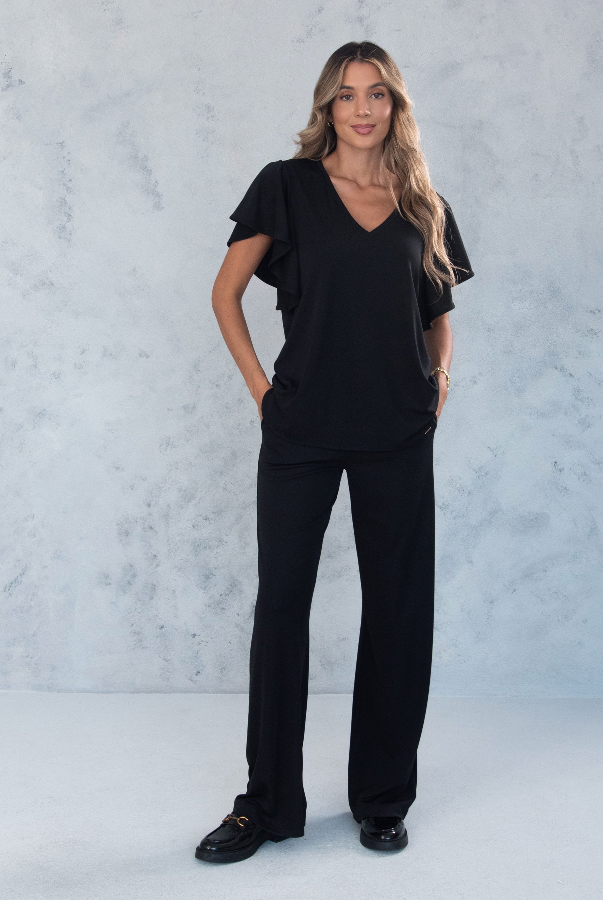 CALÇA FERRACHE WIDE LEG EM MALHA - Carla Valente