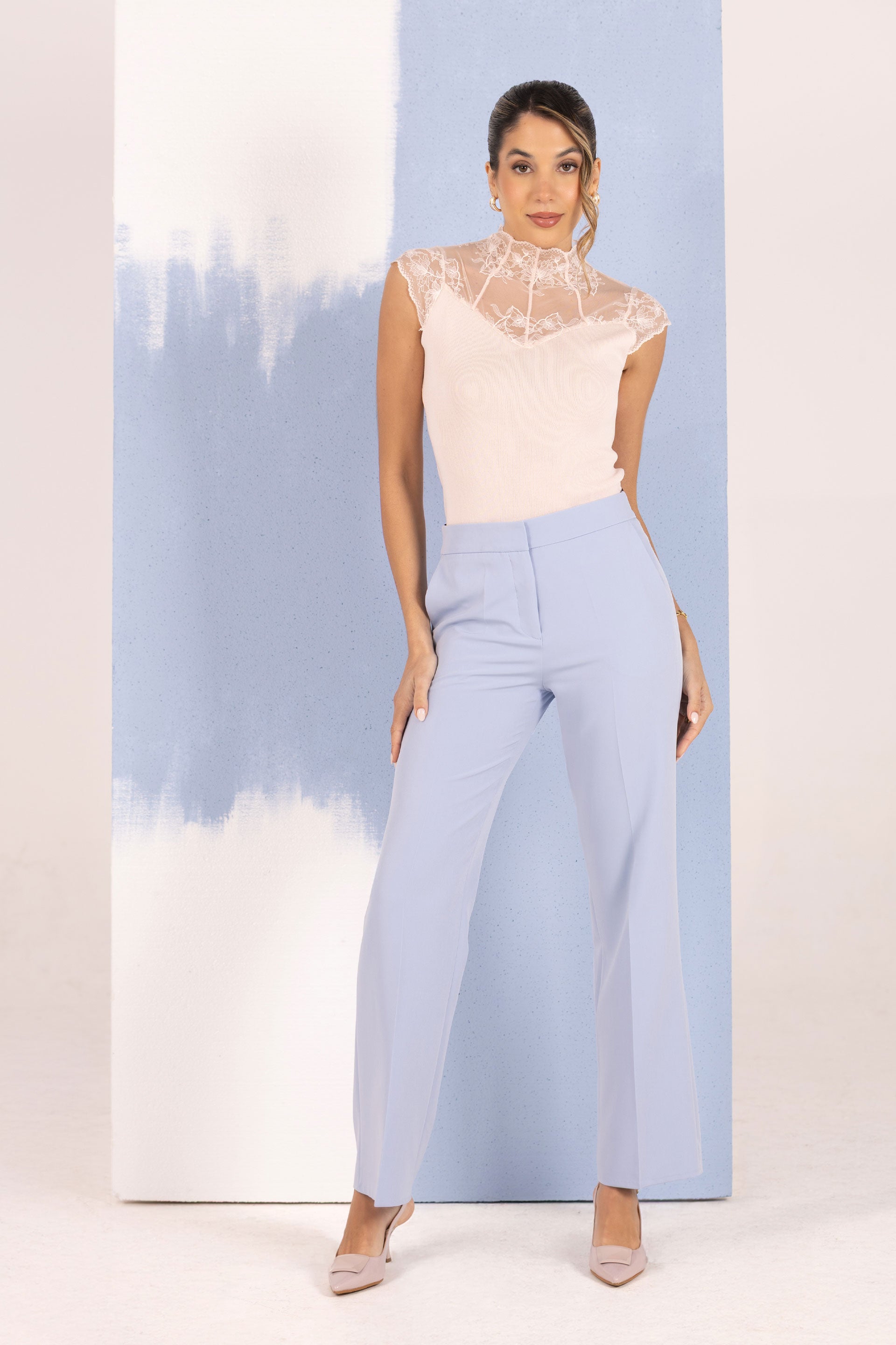 CALÇA FERRACHE WIDE LEG COM CINTO ELÁSTICO PERSONALIZADO - Carla Valente