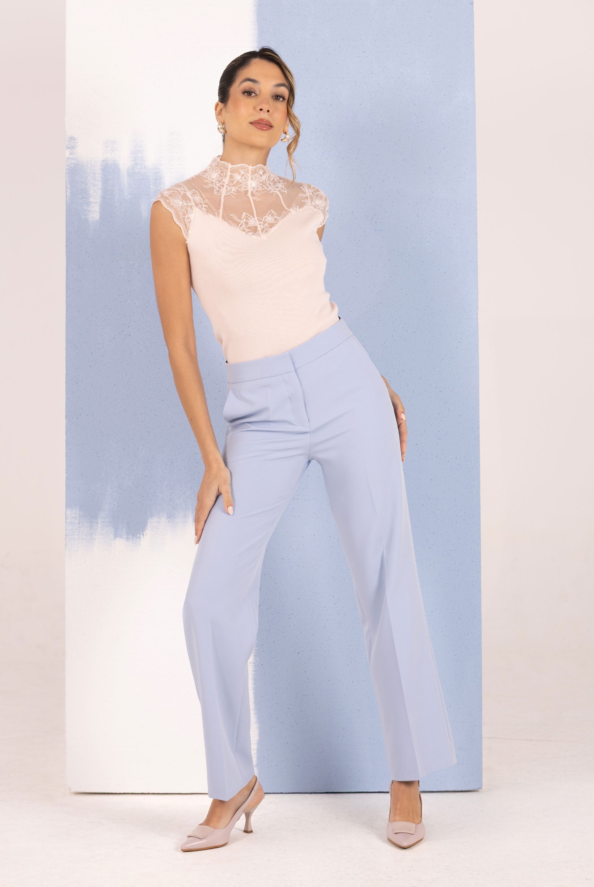 CALÇA FERRACHE WIDE LEG COM CINTO ELÁSTICO PERSONALIZADO - Carla Valente