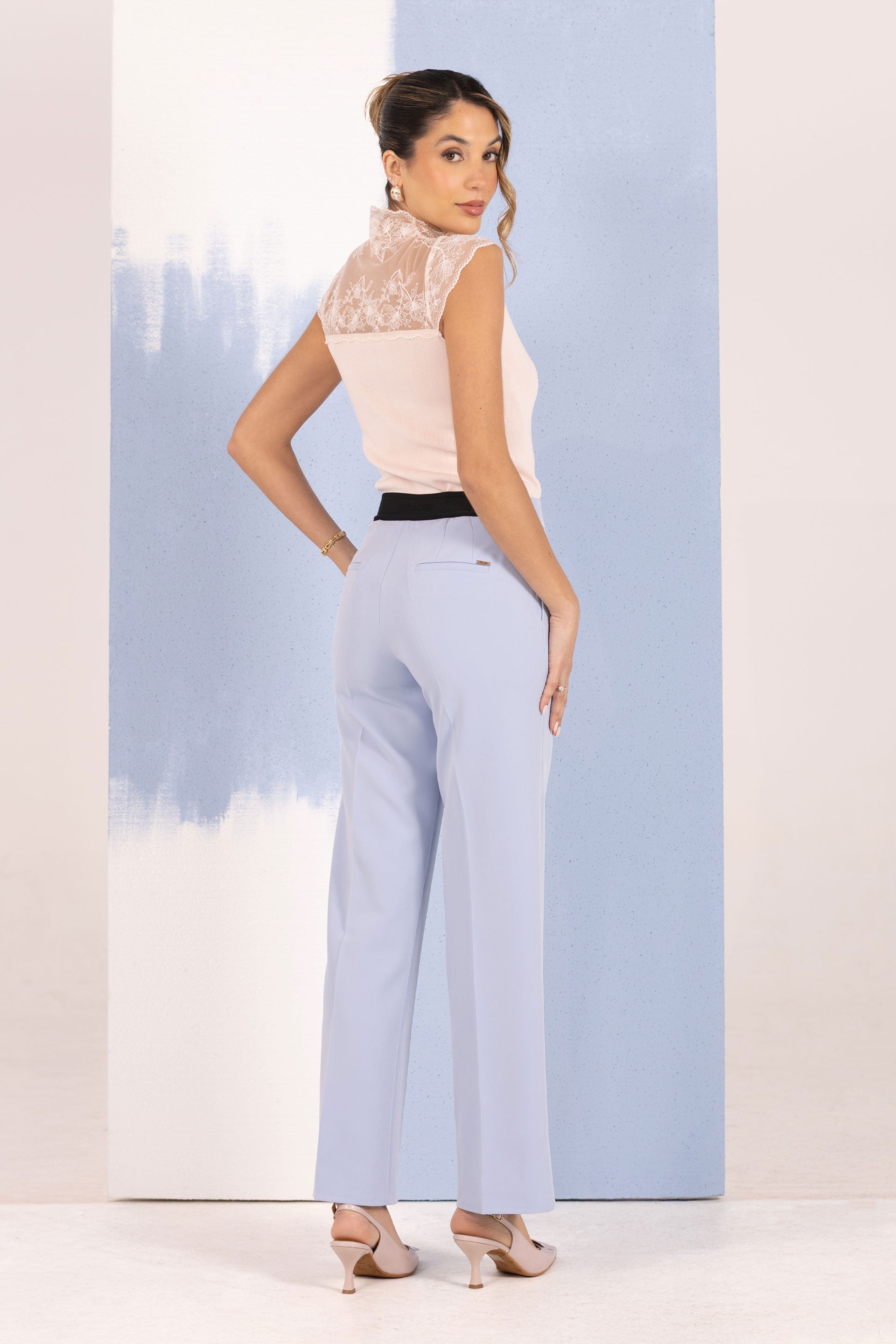 CALÇA FERRACHE WIDE LEG COM CINTO ELÁSTICO PERSONALIZADO - Carla Valente