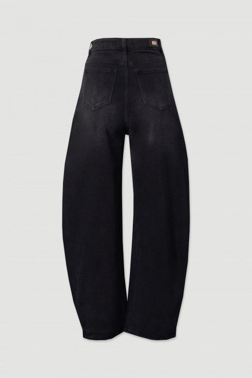 JEANS FERRACHE BALLOON ALGODÃO CINTA SUBIDA - Carla Valente