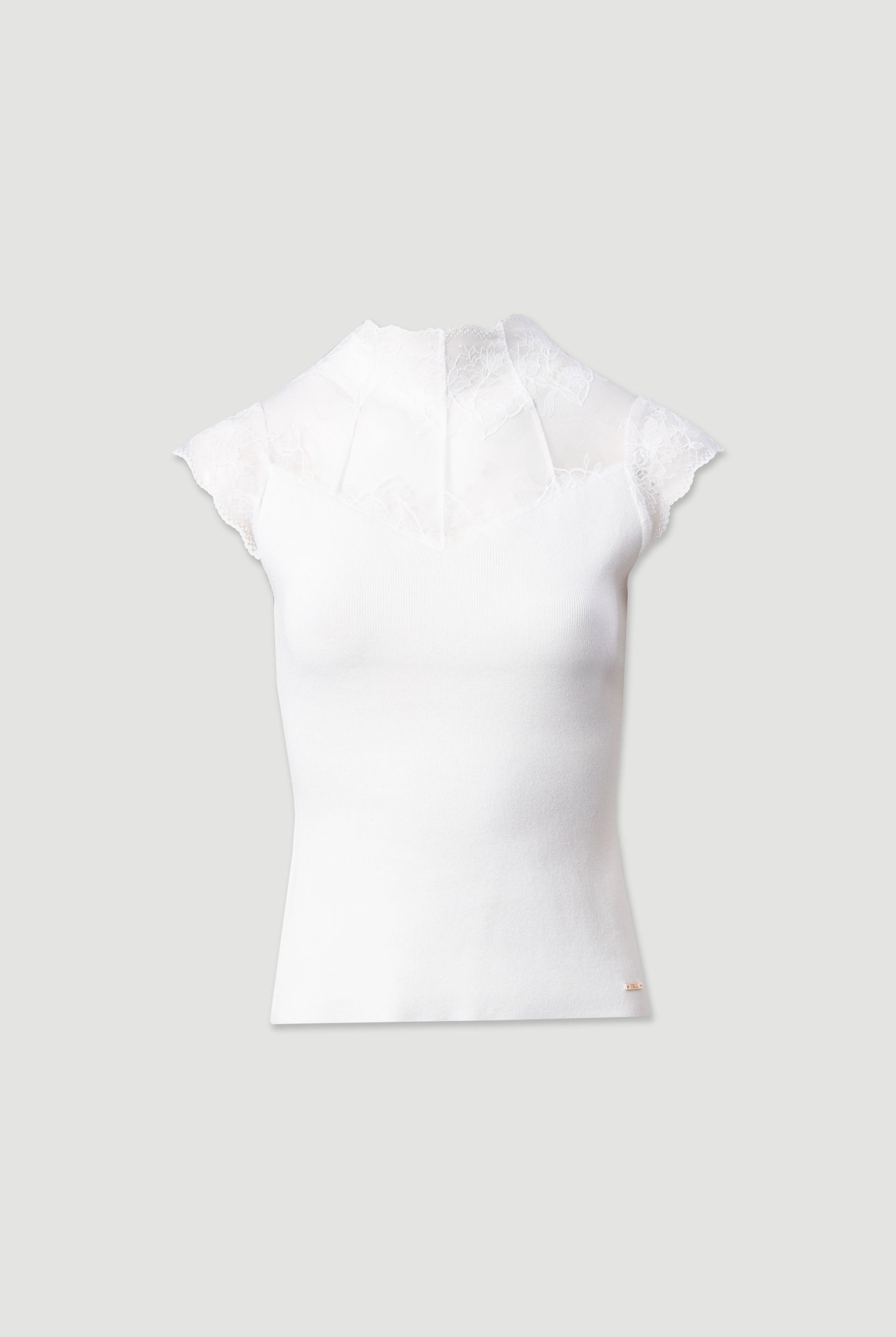 CAMISOLA FERRACHE DE MALHA COM DETALHE EM RENDA - Carla Valente
