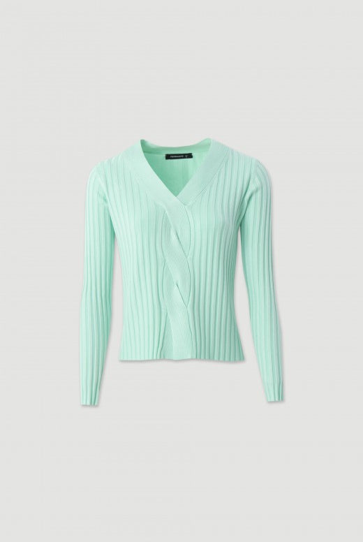 CAMISOLA FERRACHE DE MALHA CANELADA COM DECOTE EM V - Carla Valente