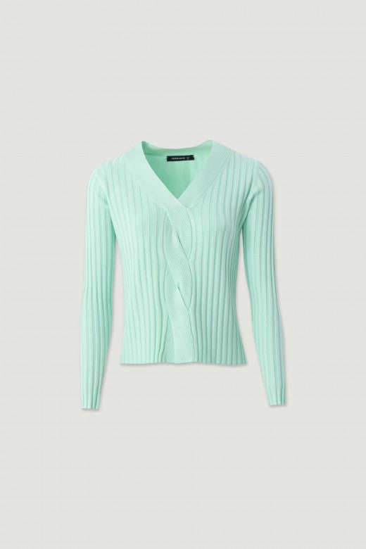 CAMISOLA FERRACHE DE MALHA CANELADA COM DECOTE EM V - Carla Valente
