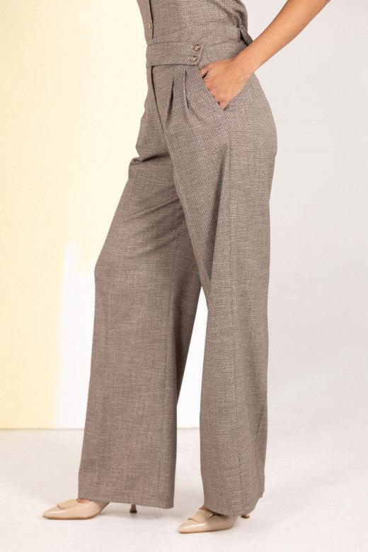 CALÇA FERRACHE WIDE LEG TWEED C/PREGAS CINTURA ELASTICA - Carla Valente