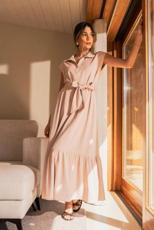 VESTIDO FERRACHE MIDI C/CINTO E FOLHO NA - Carla Valente