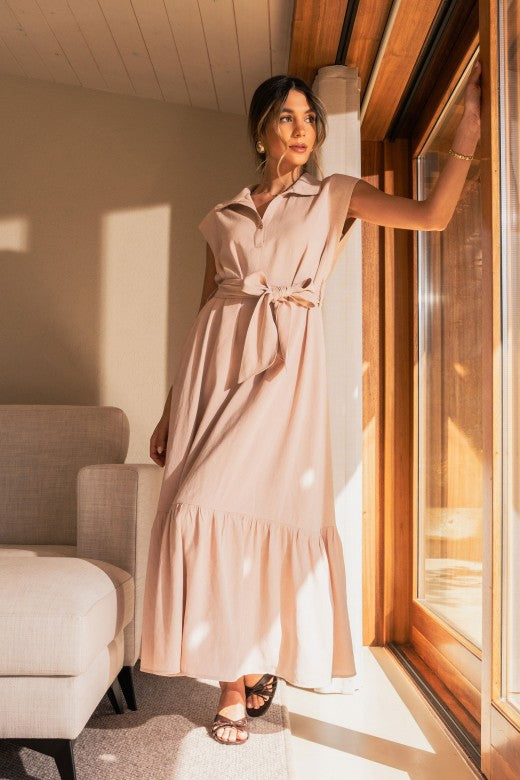 VESTIDO FERRACHE MIDI C/CINTO E FOLHO NA - Carla Valente