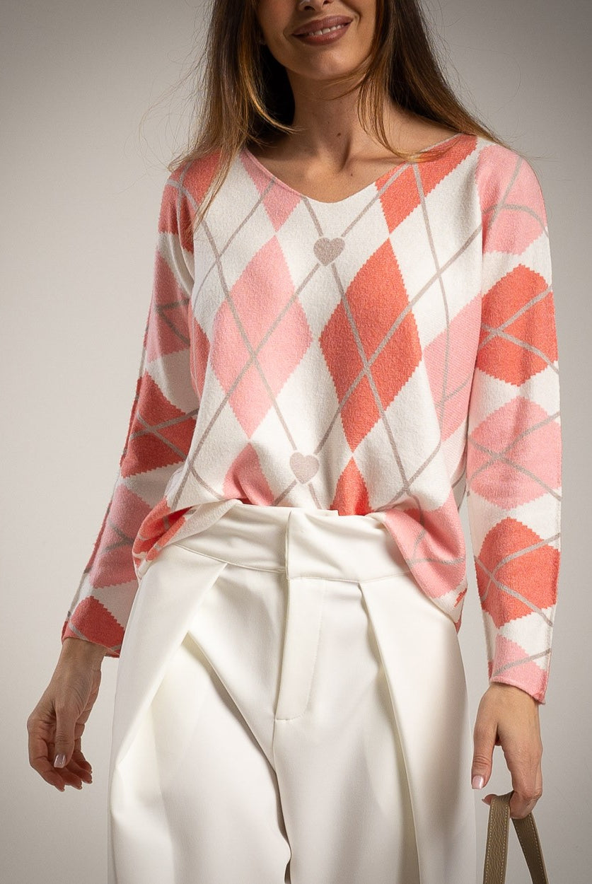 SWEATER ALBNS RHOMBUS HEART - Carla Valente
