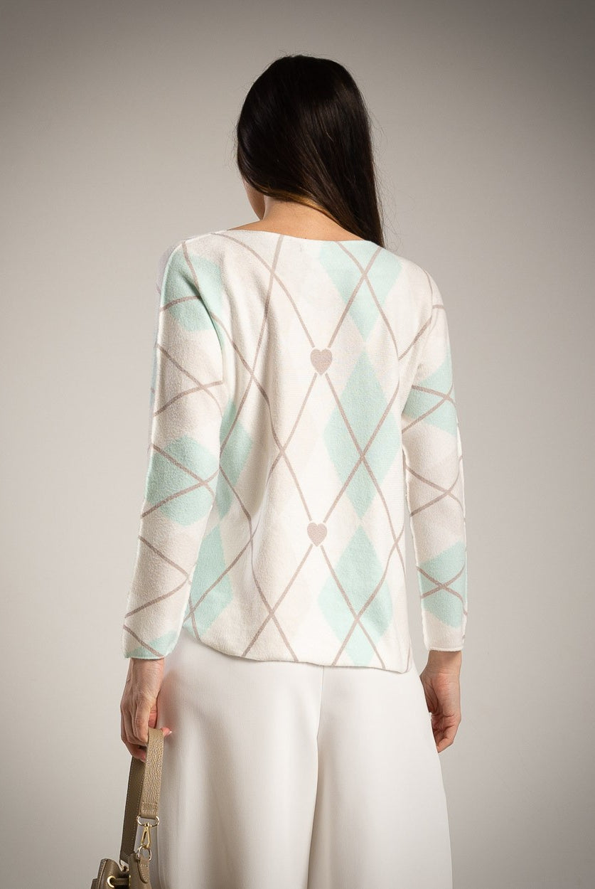 SWEATER ALBNS RHOMBUS HEART - Carla Valente