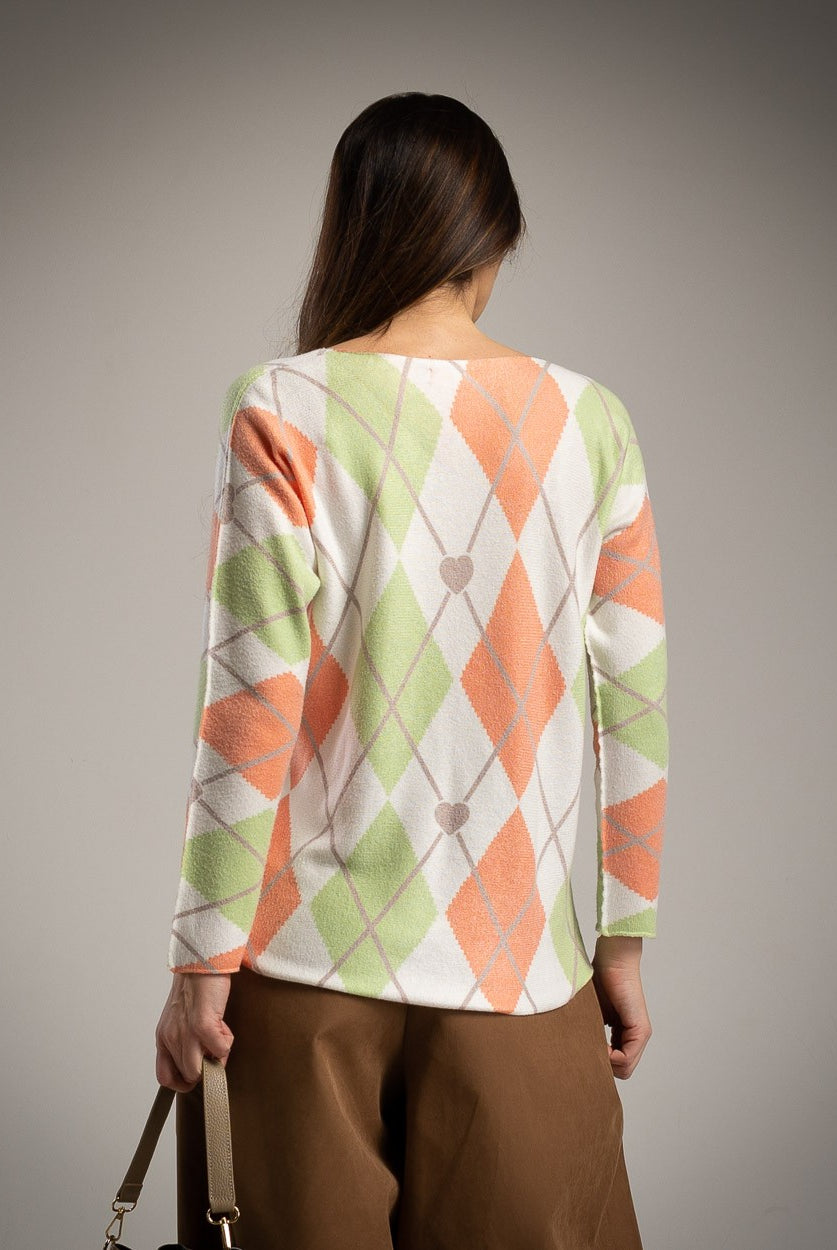 SWEATER ALBNS RHOMBUS HEART - Carla Valente