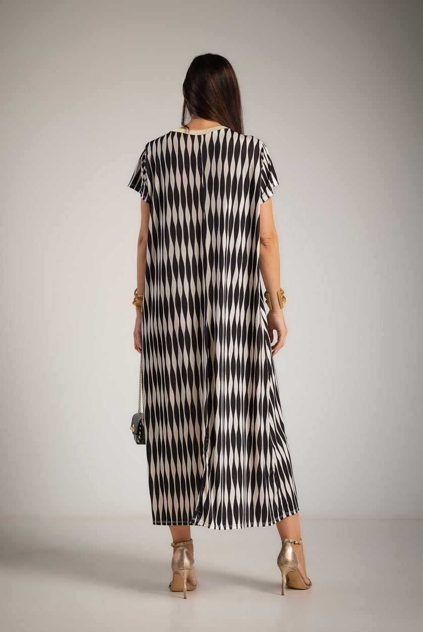 VESTIDO ALBNS OVERSIZE LYCRA FRIA DAMERO LUREX - Carla Valente