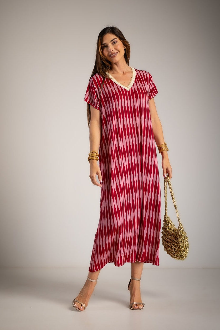 VESTIDO ALBNS OVERSIZE LYCRA FRIA DAMERO LUREX - Carla Valente