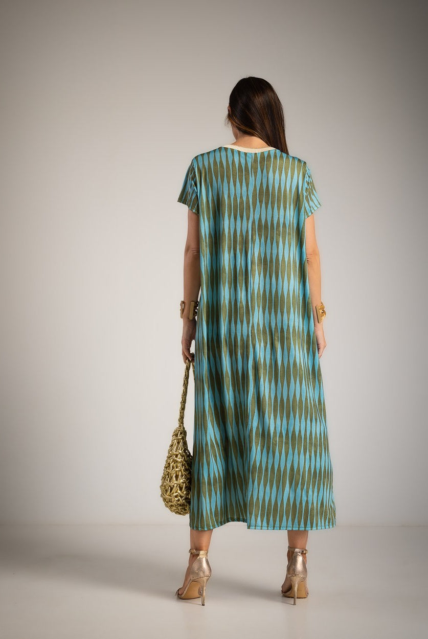 VESTIDO ALBNS OVERSIZE LYCRA FRIA DAMERO LUREX - Carla Valente